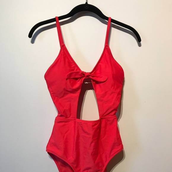 NWT Red Express tie front one piece bathing suit - Picture 2 of 6